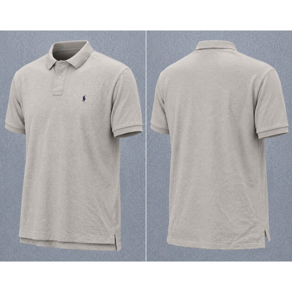 Polo Ralph Lauren Shirt Mens XL Beige Heather Pique Mesh Short Sleeve Pony Prep
